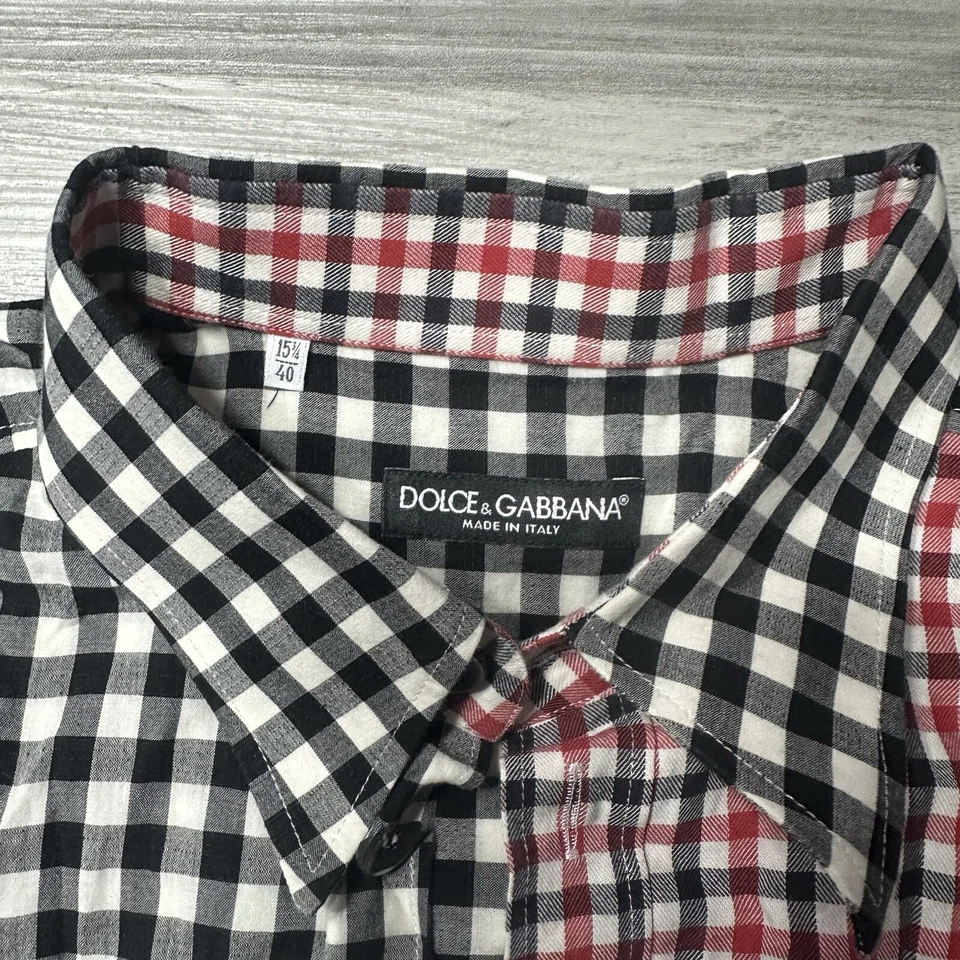 DOLCE & GABBANA Multicolor Patchwork Algodón Mangas Largas Hombres 40/US15 3/4 Foto 3 de 4