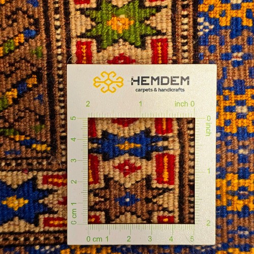 Alfombra de oración de lana marrón hecha a mano de 2'8"x4'3" (86x131 cm) diseño Mushwani Beluch raro - Imagen 12 de 14