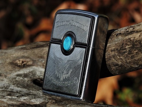 Harley Turquoise Zippo Lighter - Harley Davidson Motorcycles - Engraved - Rare - Picture 4 of 12