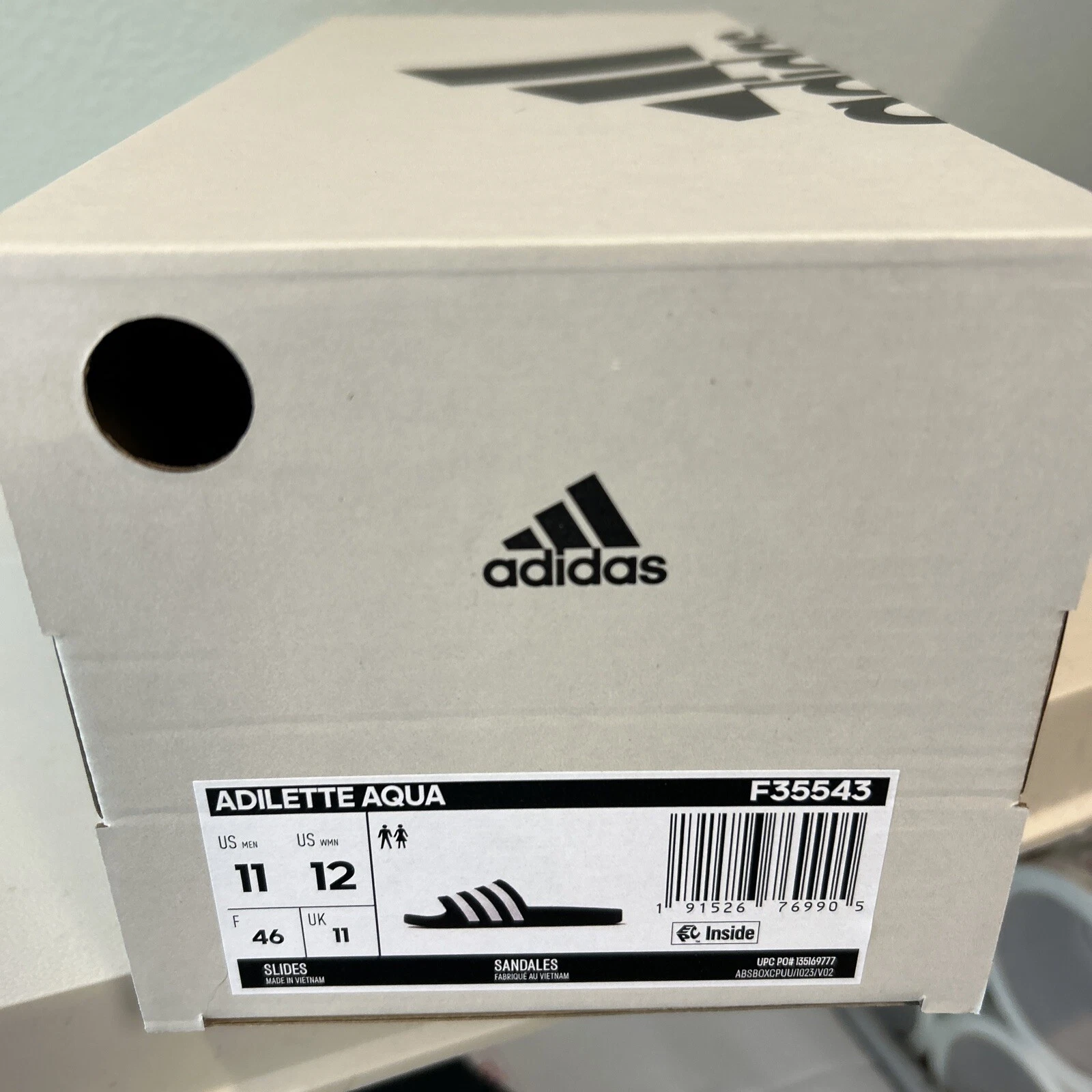 Adidas Adilette Aqua Unisex Slides Uomo US 11 Core Nero Nuvola Bianco F35543