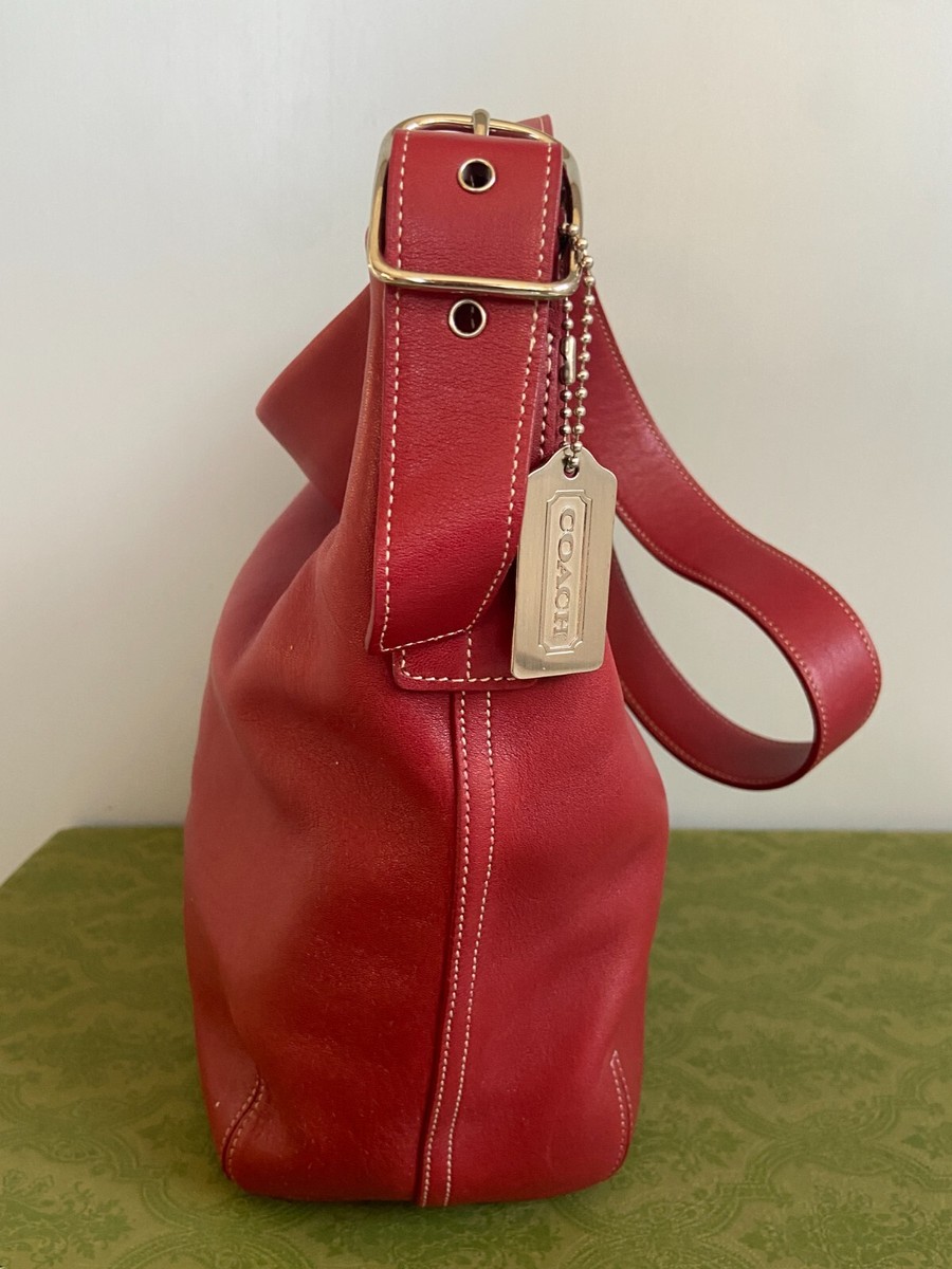 Vtg COACH #9186 Legacy Leather Soho Hobo Bucket Shoulder Bag - Red