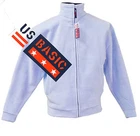 US Basic Nashville Light Blue Outdoor Polyester Fleece Navy Trim Full Zip New