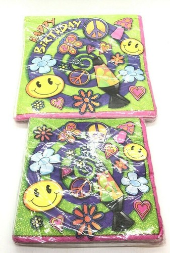 2 paquetes de servilletas de papel para fiesta de cumpleaños maravillosas suministros para fiestas multicolores paz - Imagen 3 de 3