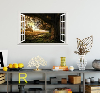 3D Grassland View 168 Open Windows WallPaper Murals Wall Print AJ Carly