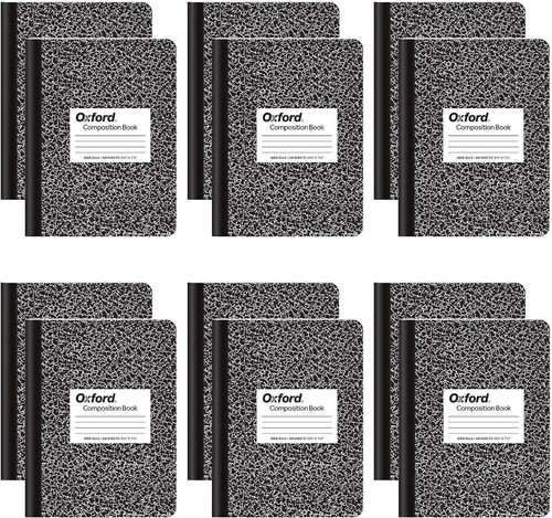 Oxford Composition Notebooks, Wide Ruled Paper, 9-3/4" x 7-1/2", Black Marble