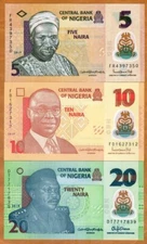 SET Nigeria, 5;10;20 naira, 2018-2021, P-New, POLYMER, UNC