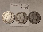 Barber Quarters-Mixed Dates & Mints-90% Silver-Nice-Lot of 3-See photos #B28