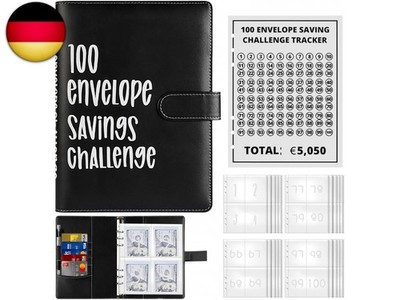 ALLOMN 100 Envelope Saving Challenge Euro, 100 Umschläge Spar Challenge Ordner 