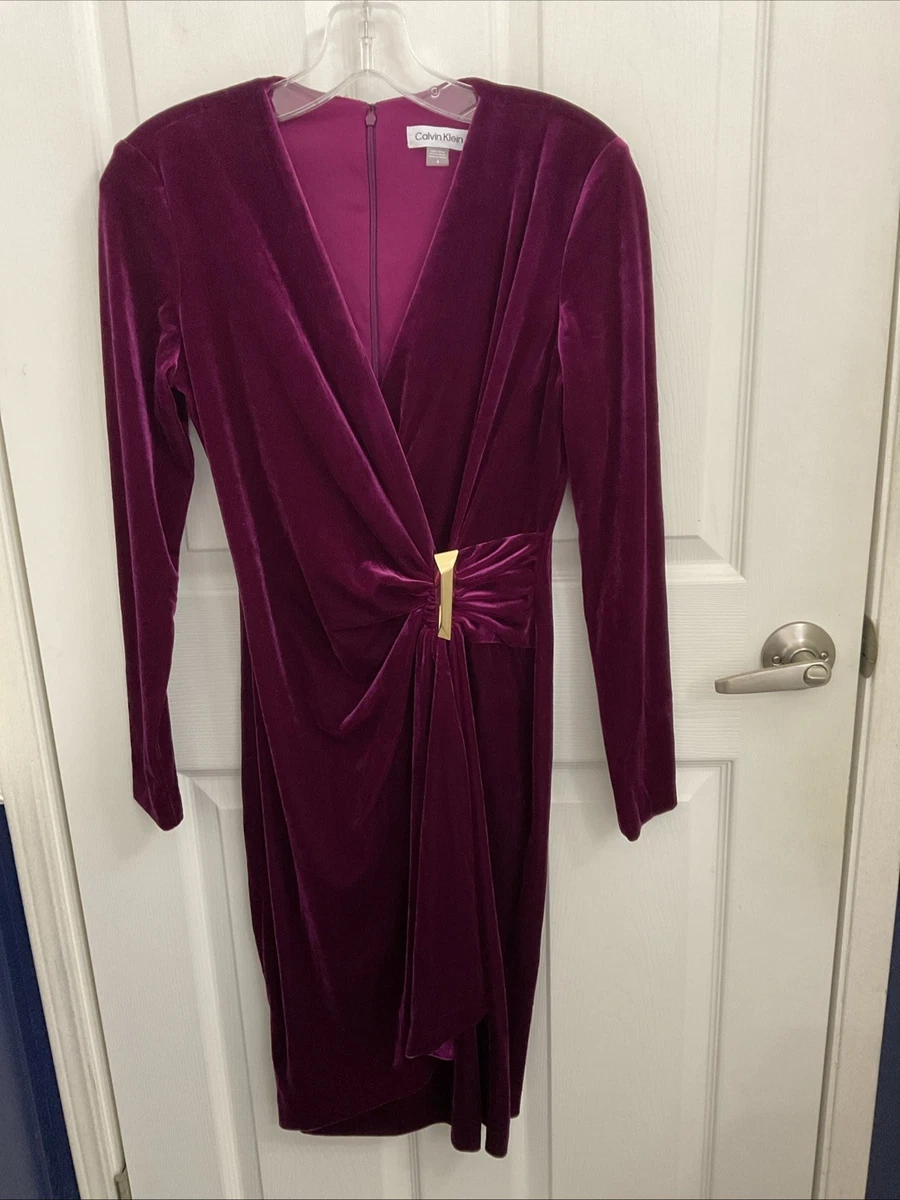 calvin klein burgundy velvet dress 4 Burgundy/Plum Crushed Faux Wrap LS Holiday Formal Size:Size6 DOORBUSTER-7.24.26 but also an incredible Ronhire Women Long Dresses