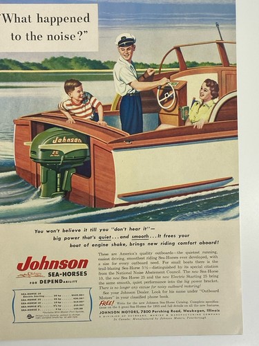 1955 Johnson Sea Horse Boat Motor Print Ad Waukegan Il 25 Hp Outboard Fishing - Picture 2 of 5