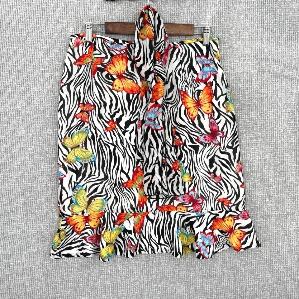 复古 Le 西装裙围巾套装斑马蝴蝶褶皱尺寸 10P 童话 Y2K Whimsigoth — 第 2/4 张图片