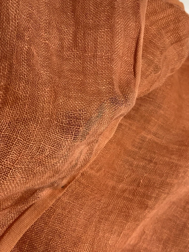 MAX MARA оранжевый твердого льна прямоугольник женщин шаль / надежном шарф 38»/75» PVGC - Изображение 4 из 4