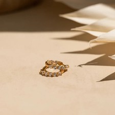 0.50TCW Round Lab Created Inside Out Huggies Hoop Earring 14k Yellow Gold Plated