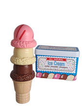 MELISSA  DOUG Magnetic Stackable 3 Ice Cream Scoops Cone  Plastic Container