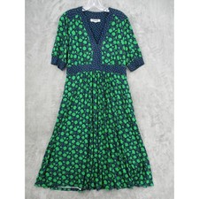 Boden Dress Womens 10 Petite Floral Midi Lily Jersey Tea Pockets Kelly Green