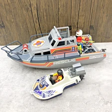 Classic PLAYMOBIL Nautical Playset • Rescue Boat & Speed Boat • Excellent Cond
