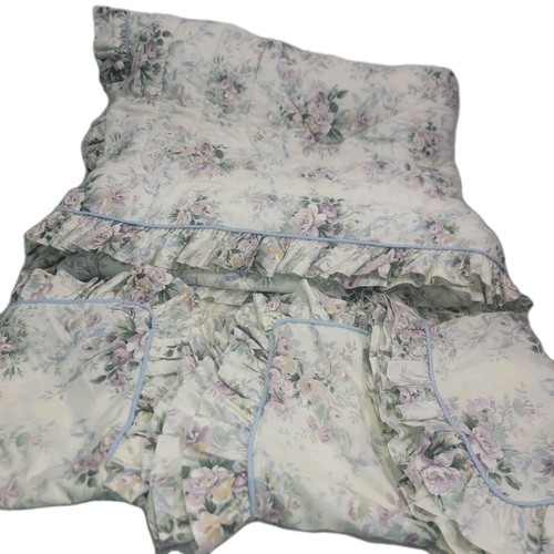 Croscill Home Purple Floral Ribbon 4 Pc Set Twin Comforter 3 Pillow Shams