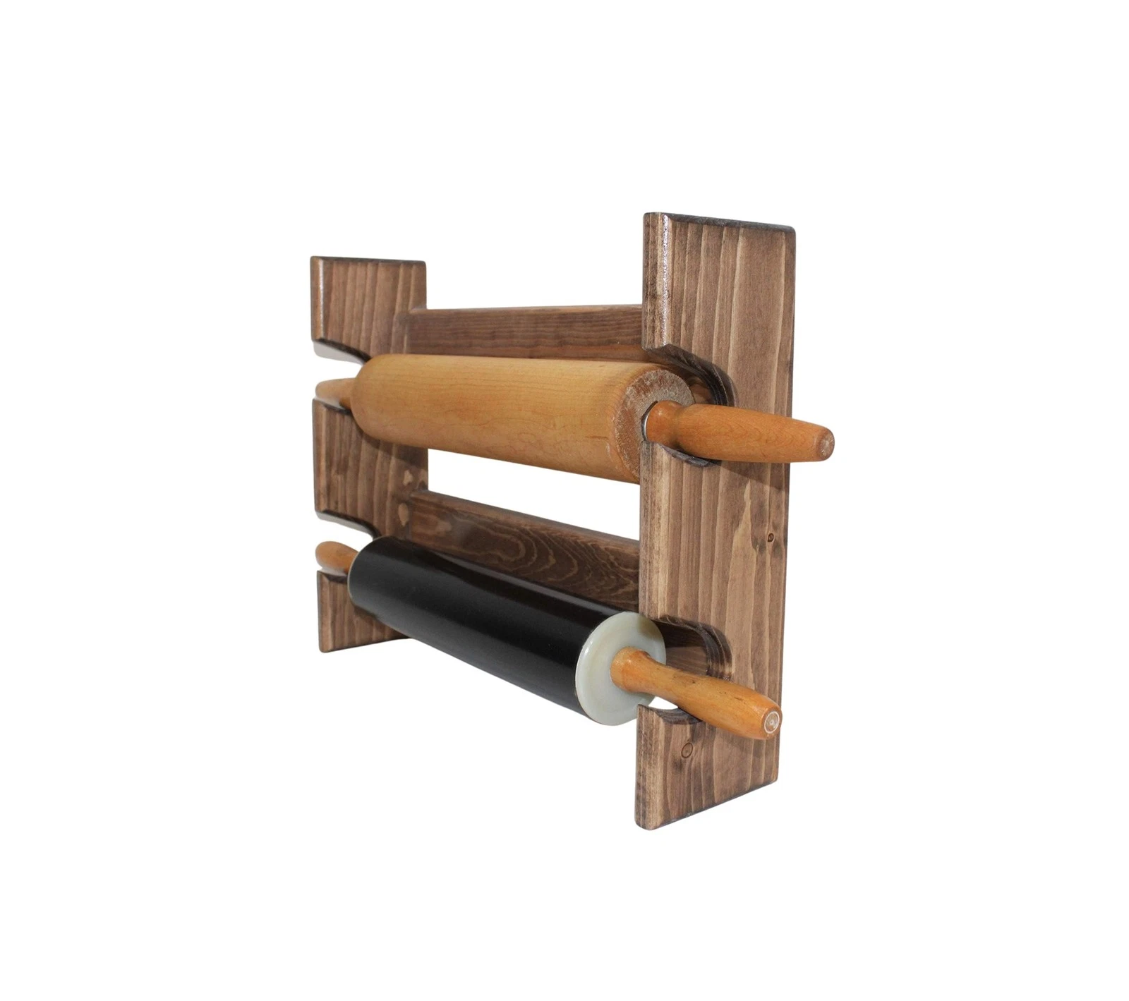 Rustic Wooden Rolling Pin Rack for 2 Rolling Pins – Wall Mounted Rolling P