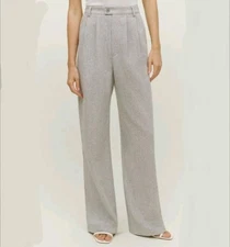 size 0 (26x31) REFORMATION MONTAUK Light Gray PLEATED HIGH-WAIST Pant TROUSERS