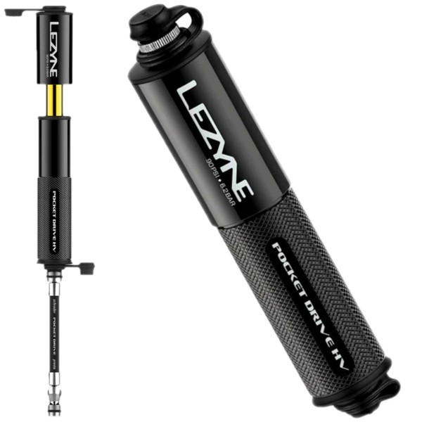 Mini Pompka Rowerowa Lezyne Pocket Drive Hv Black Mtb Presta Schrader 90PSI-image