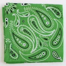 Paisley Green Cotton Bandana 20" x 20" RN 123198