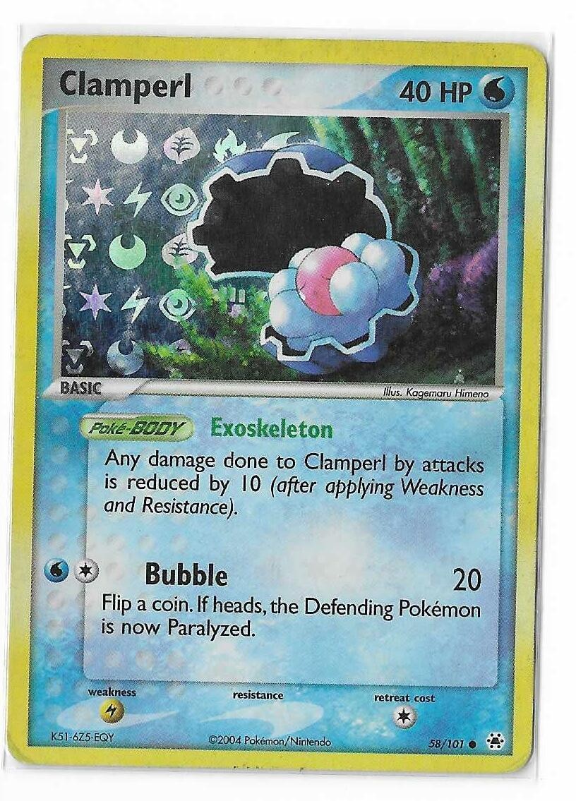 Clamperl 58/101 Hidden Legends Reverse Holo Ruby & Sapphire Pokemon TCG Card LP