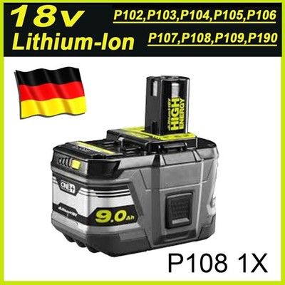1X 18V Akku für RYOBI One Plus Lithium RB18L50 P108 P109 9000mAh Batterie DE