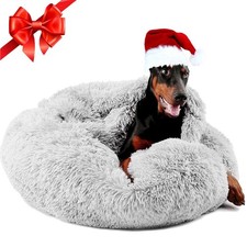 Himax Donut Dog Beds for Large Dogs with Blanket, Cozy Soft Fluffy Round Dogs...