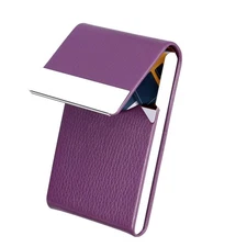 JuneLsy Business Card Holder - Professional PU Leather Business Card Case Met...