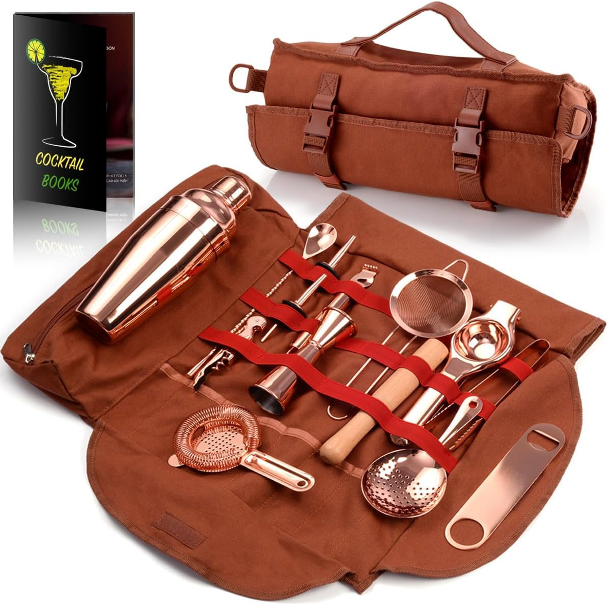 Borsa Kit Da Barista Viaggiatore, Set Di Attrezzi Da Bar Professionale Con 17 Pe