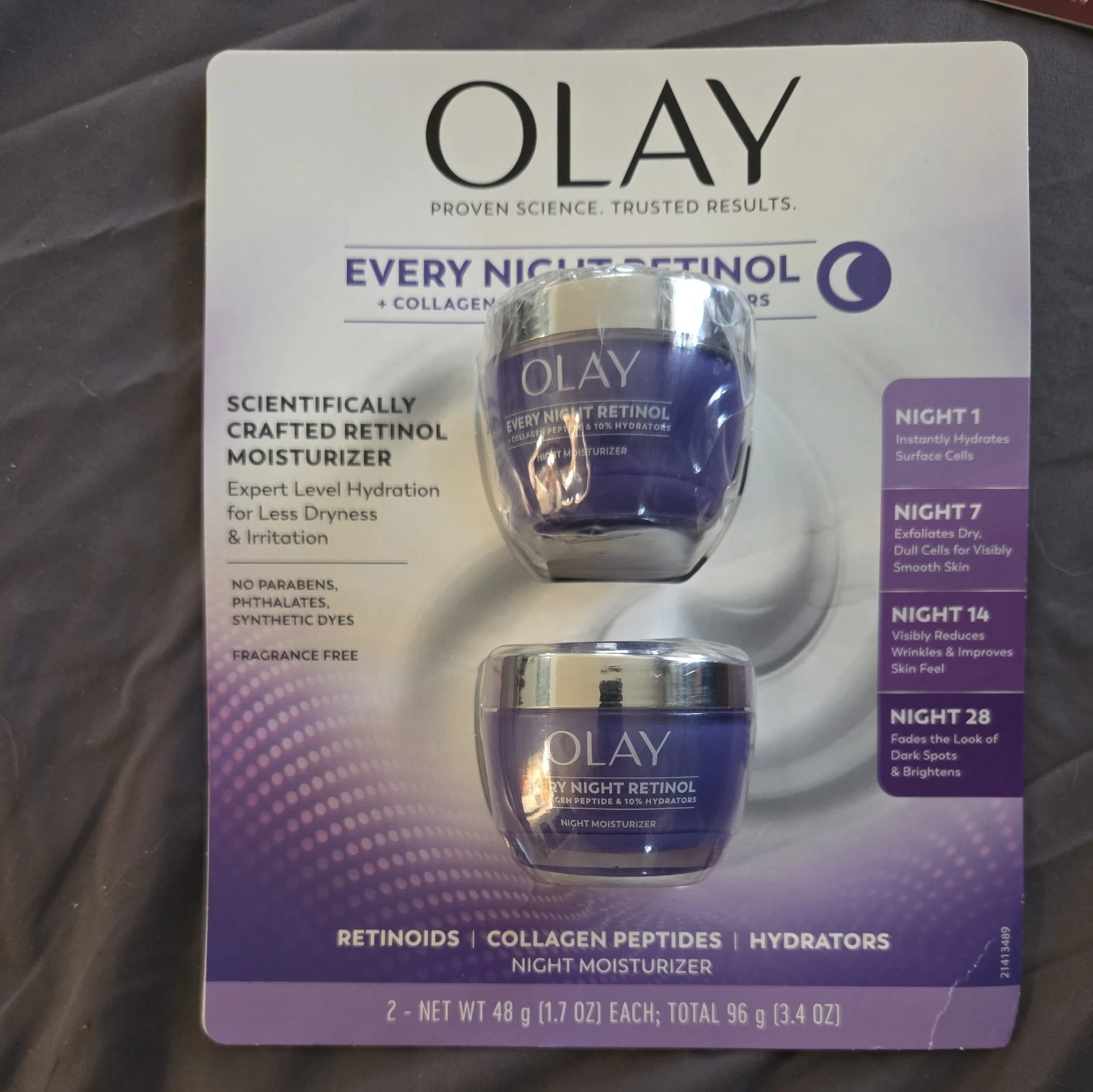 Olay Every Night Retinol Moisturizer, 1.7 oz, 2PK . NEW OB