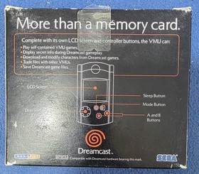 Sega Dreamcast Blue Visual Memory Unit VMU w/ Original Box Missing Cap