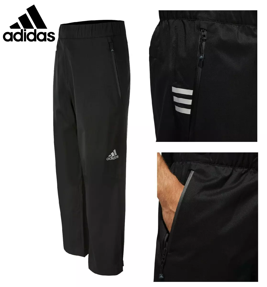 Adidas Golf Ultimate 365 Tapered 3 Stripe Golf Trousers  Black  GlydeGolf