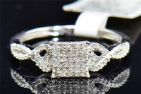 Diamond Engagement Ring Round Cut Pave Love Heart 10k White Gold 0.18 Ct. on sale Diamond Engagement Ring Round Cut Pave Love Heart 10k White Gold 0.18 Ct. on sale