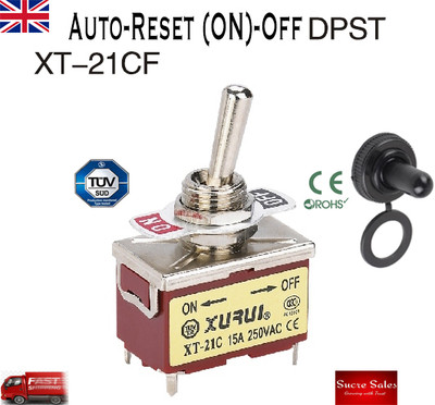 15A 250VAC 3 Pin SPDT ON-OFF-ON Interruptor De Palanca Gorra Tablero XT-13A Impermeable