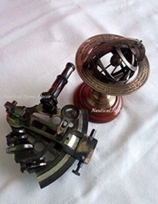 Antique BRASS SEXTANT VINTAGE ARMILLARY GLOBE DECOR HANDMADE SPHERE ASTROLABE