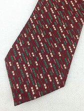 True Vintage Mens Necktie Kipper Wide Neck Tie Maroon Green Brown Jacquard Strip