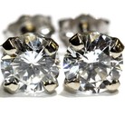 GIA certified 14k white gold 1.41ct VS2 F round diamond 4 Prong stud earrings — photo 2