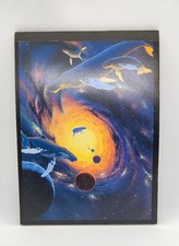 7" Graphic Lined Notepad | Whales in Space Themed | Blue & Orange