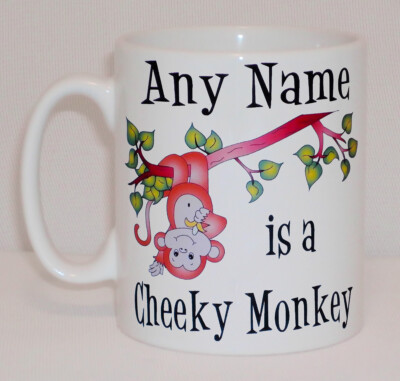 Personalisierte Tasse mit beliebigem Namen ist ein frecher Affe lustig frech Kind Junge Mädchen Geschenk