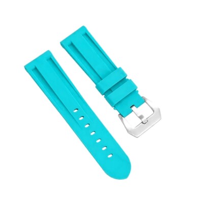 Premium FKM Uhrenarmband mit Tubes Modell Raffina sky-blue 24 mm, komp. Panerai