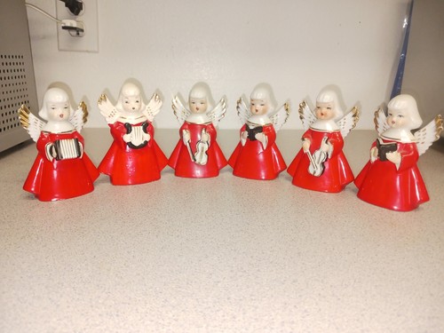 ❤ Figurine Vintage Natale ANGELO ROSSO Giappone ❤ Concerto Coro Come Figura Napco - Foto 1 di 11