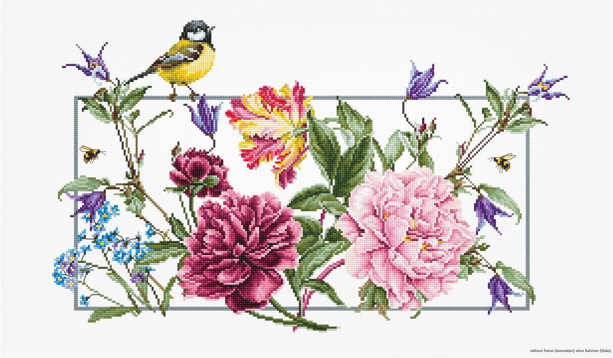 Luca-S counted Cross Stitch kit ""Spring Flowers Aida"", 41,5x25cm, DIY