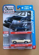 Auto World 1:64 2-Pack Pony Power Ford Mustang SVO  Mercury Cougar XR7