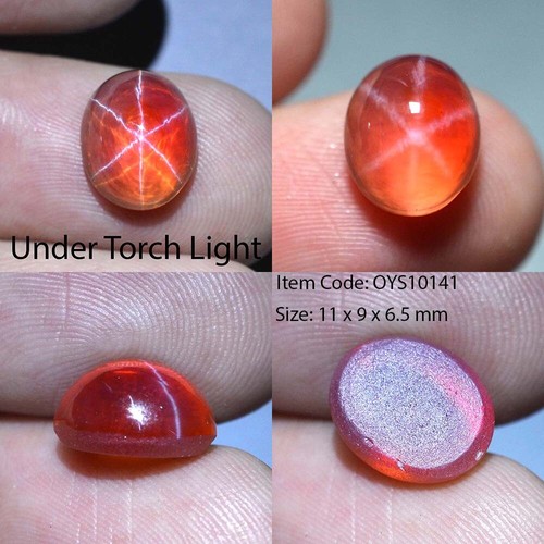 Cabujón corindón estrella naranja ovalada 11x9 mm zafiro 6 rayos laboratorio - Imagen 15 de 25
