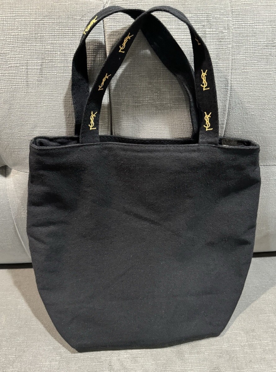 YSL Yves Saint Laurent Logo Embroidery Canvas Tote Bag