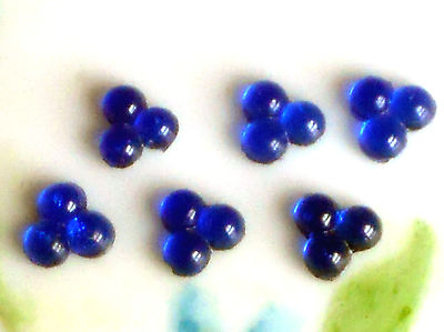 #268 Vintage Cabochons Cabs Glass Lot Cobalt Sapphire Triangle Flowers collage