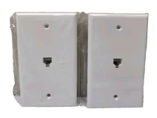 RJ11 Telephone Jack Wall Plate 1-Gang, Standard Size, White, 6-Position NEW