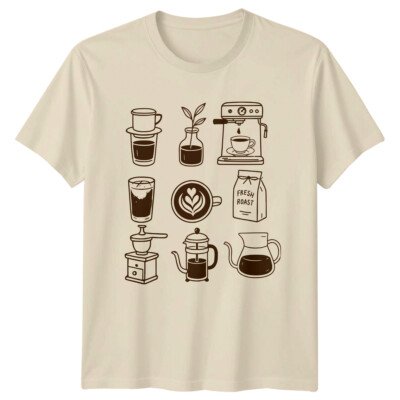 Coffee Fresh Roast Beans Herren T-Shirt Damen Grafik Tee Unisex Oberteil