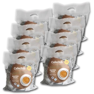 Caféclub Dark Roast 8 x 100 Kaffeepads, einzeln verpackt
